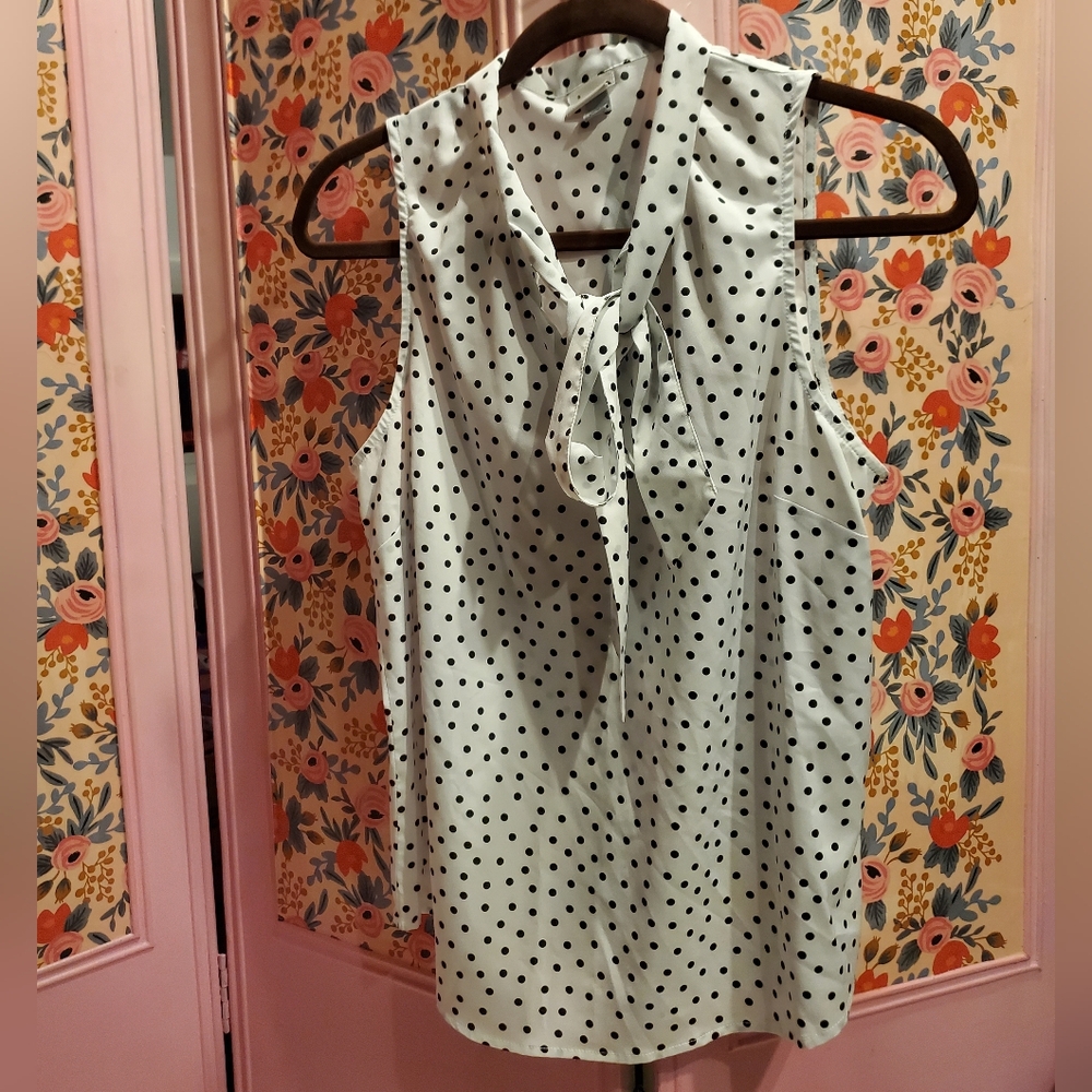Polka Dot Med Sleeveless Blouse